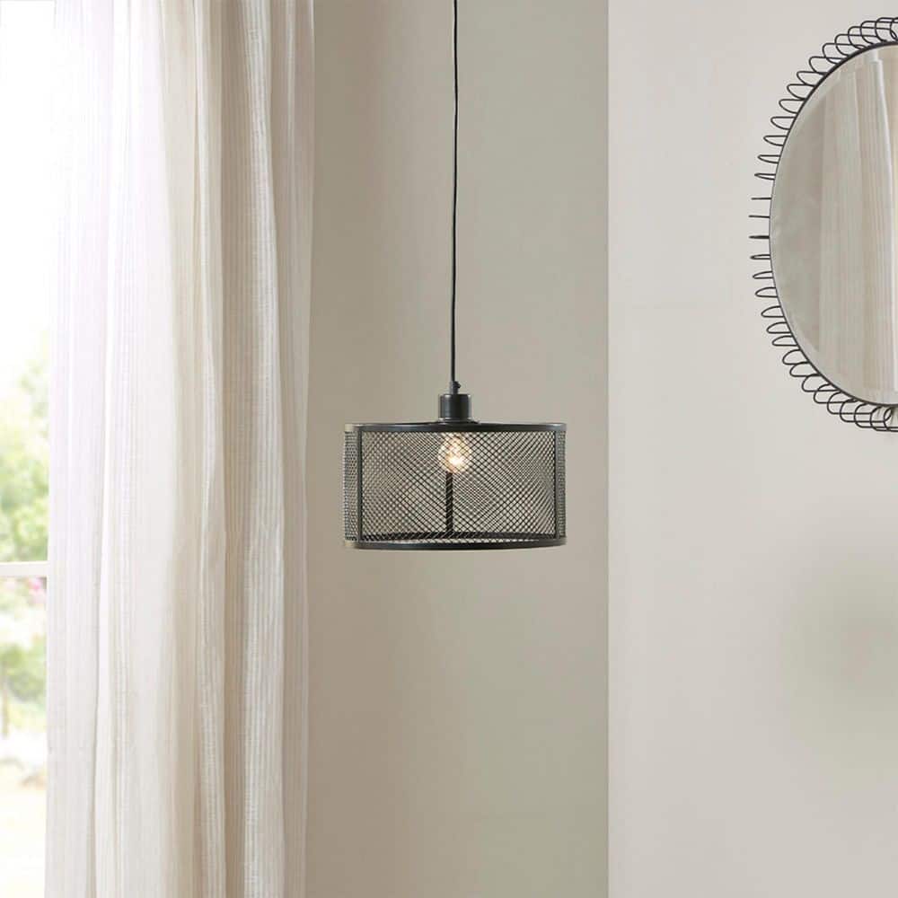 Modern 60-Watt 1-Light Black Pendant Light with Metal Mesh Shade and No Light Bulb Included price history on PriceWatchPro