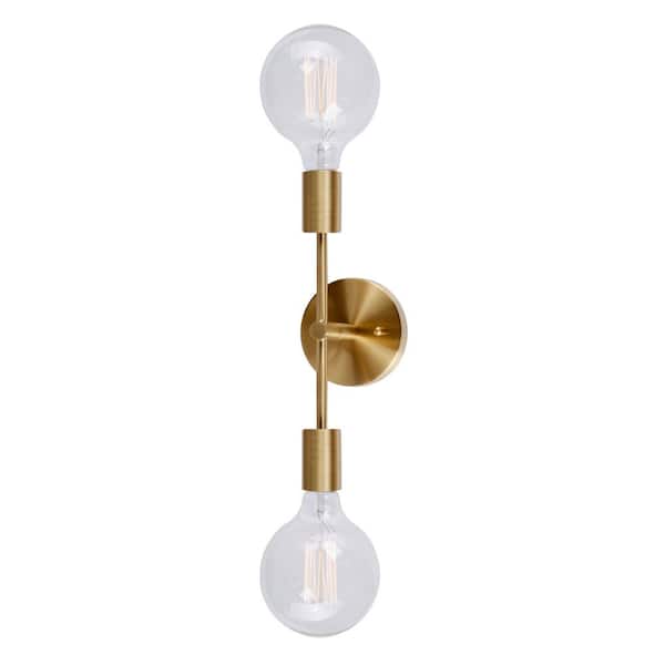 FORTE LIGHTING INC Baton 2-Light Soft Gold Wall Sconce Vanity Light