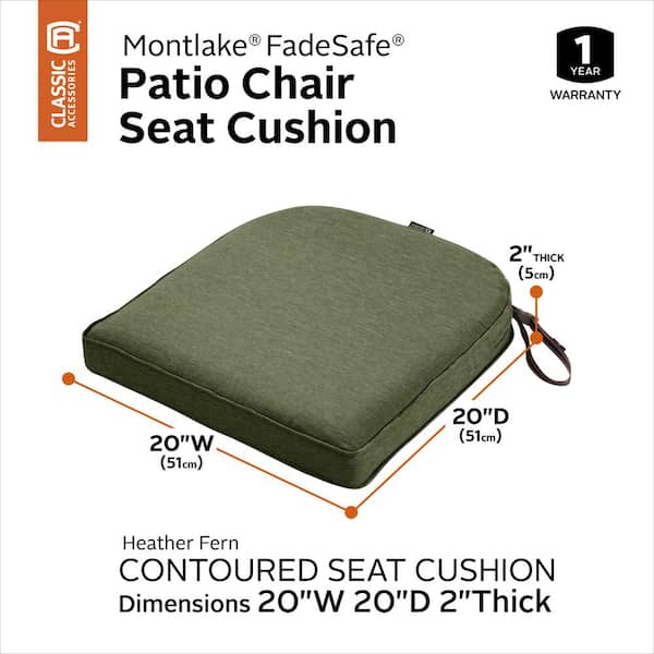 Classic Accessories Montlake Heather Grey 20 in. W x 20 in. D x 2 in. Thick  Rounded Back Square Outdoor Seat Cushion 62-006-HGREY-EC - The Home Depot