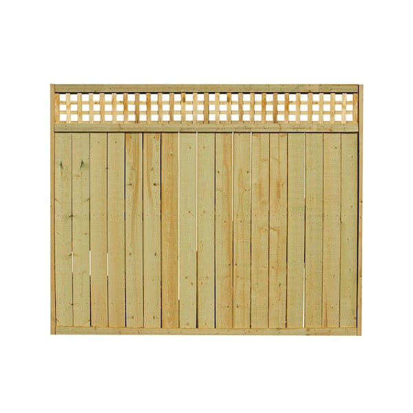 6 ft. x 8 ft. Pressure-Treated Wood Square Lattice Top Fence Panel