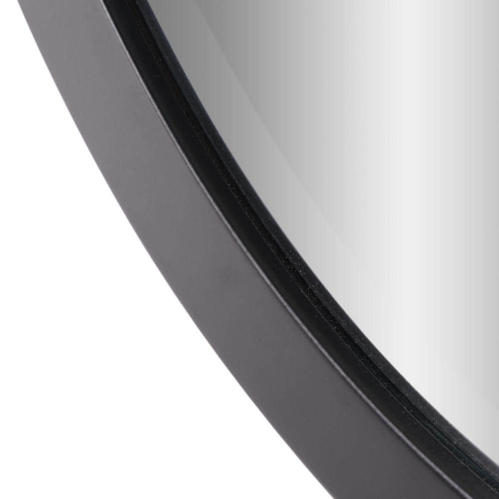 Classic Black Oval Wood Framed Vanity Mirror, 23" x 29"