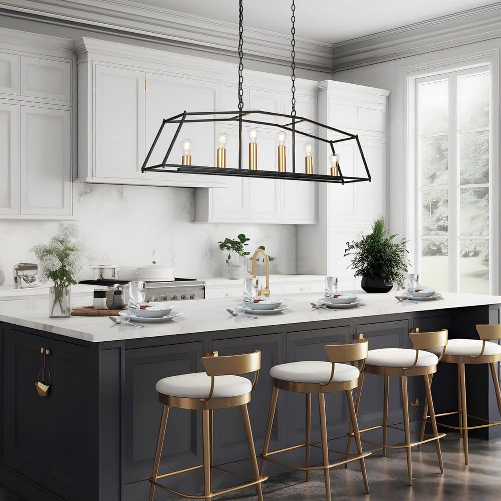6-Light Transitional Black and Gold Kitchen Island Chandelier price history on PriceWatchPro