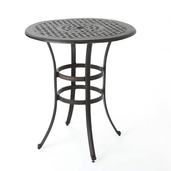 37 in. x 37 in. x 41.5 in. Outdoor Patio Cast Aluminum Round Bar Table