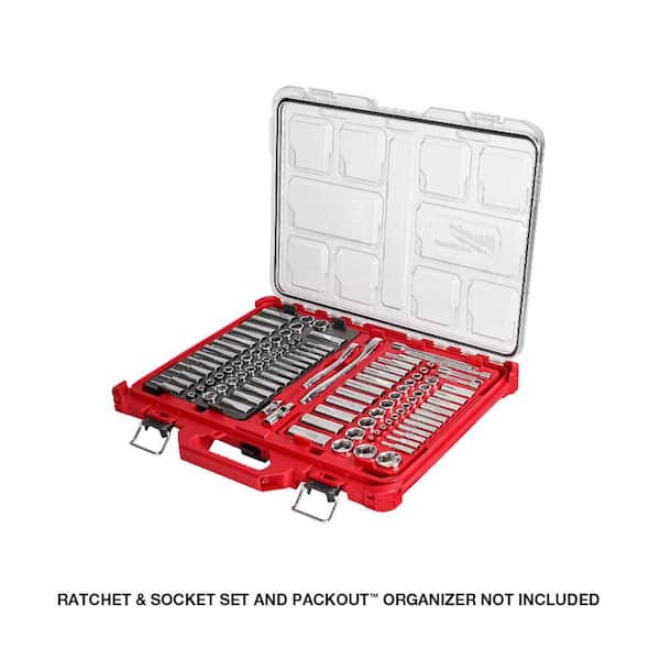 Milwaukee - 1/2 in. Drive SAE/Metric Ratchet and Socket Mechanics Tool Set PACKOUT Trays