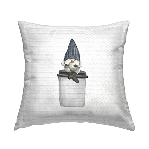 Stupell Industries Kitchen Coffee Gnome Sitting Grey Square Outdoor Throw Pillow