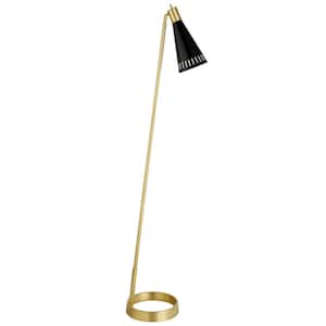 62 in. Gold and Black One 1-Way (On/Off) Standard Floor Lamp for Living Room with Metal Cone Shade