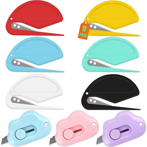 Unbranded 9 Pcs Multicolor Letter Opener Envelope Slitter Package Box Cutter Retractable Mail Opener Wrapping Paper Cutter