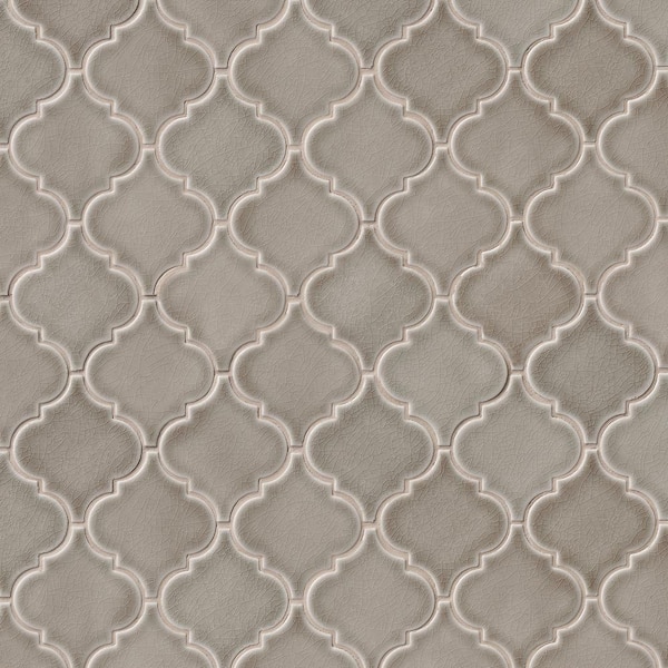 MSI Dove Gray Arabesque 10.83 in. x 15.5 in. Glossy Ceramic Floor and Wall Tile (1.17 sq. ft./Each)