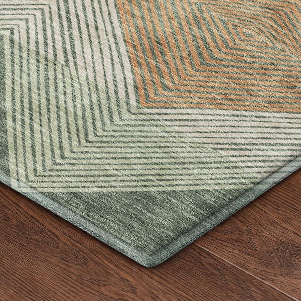 Mayfield Premium Machine Washable Abstract AMF2545 Basil 5 ft. x 7 ft. 6 in. Area Rug