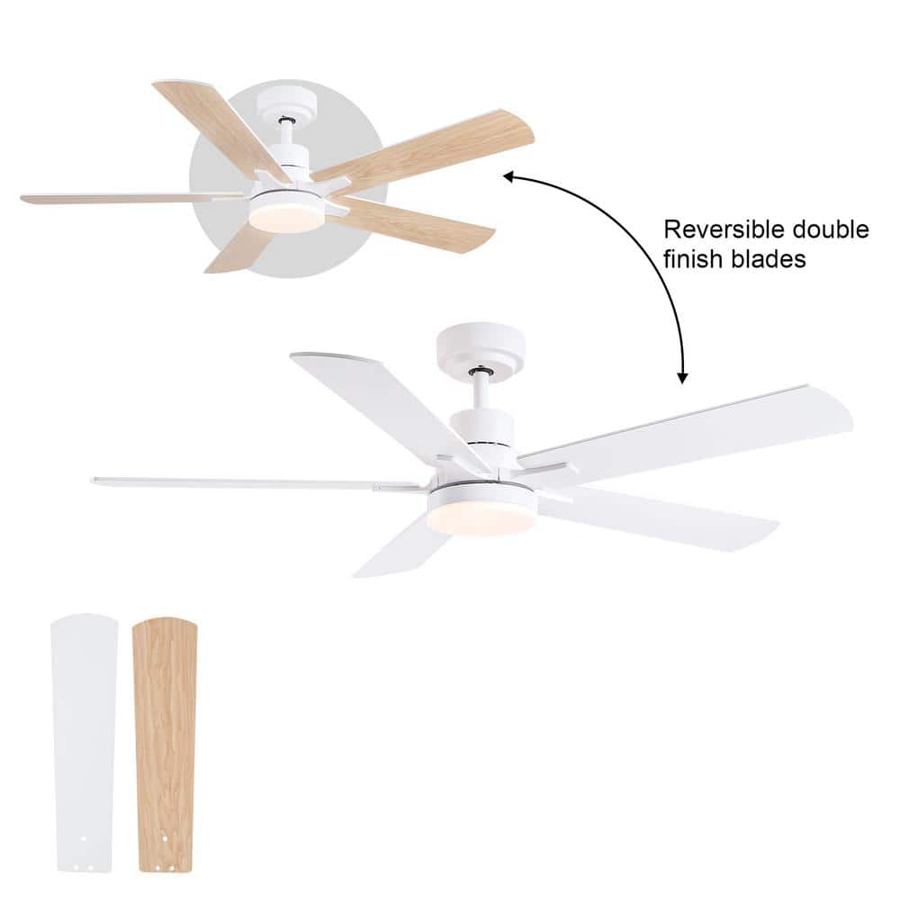 Matte White 52" Ceiling Fan with LED Light and Remote