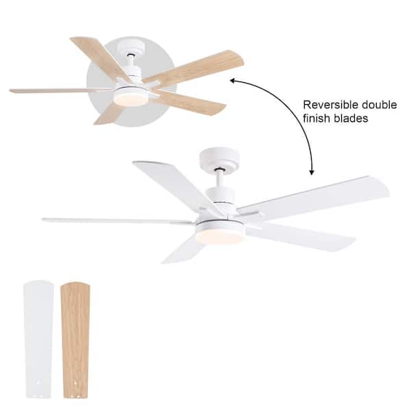 Kaleido 52 in. Indoor Matte White 3-Colors Integrated LED Ceiling Fan with Light and Dual-Finish Blades
