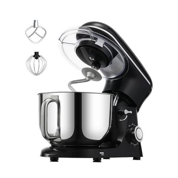 Stand Mixer, 6 QT. Dough Mixer, 660W 6 + P Speeds Tilt-Head Food Mixer with Stainless Steel Bowl, Dough Hook, Black
