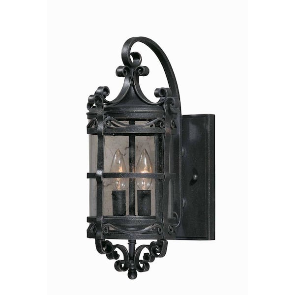 Illumine 2-Light Outdoor Oil Rubbed Bronze Wall Mount with Seeded Glass