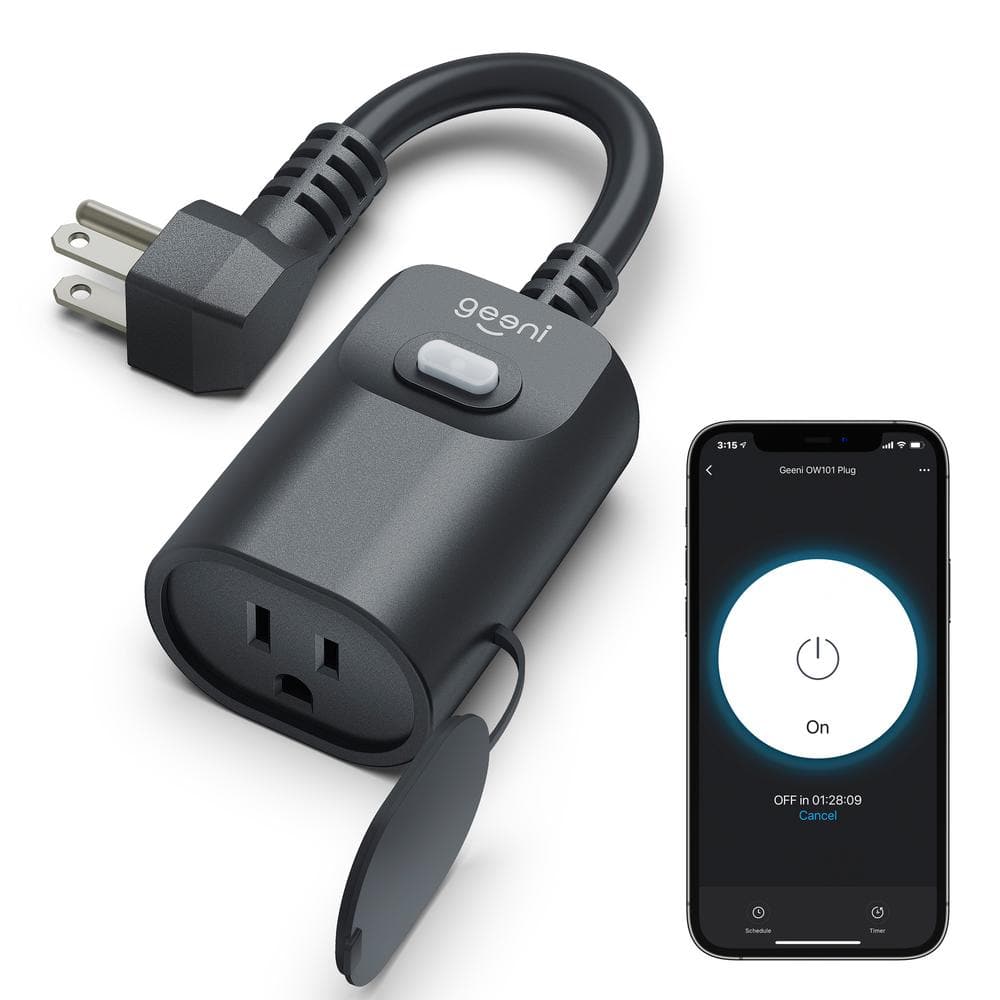 Geeni 15 Amp Outdoor Smart Wi-Fi Plug, Black GN-OW101-101