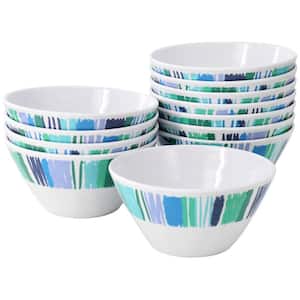 Tropical Sway Orleans 12 Piece 6 Inch Melamine Bowl Set in White and Blue