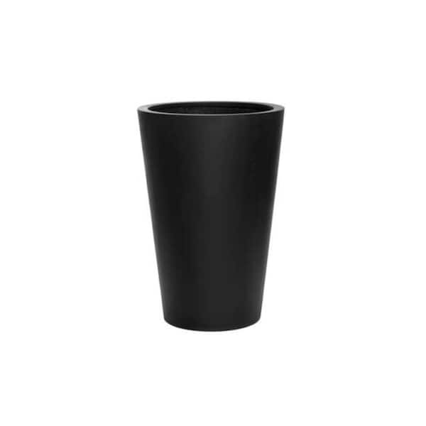 18.5 in. W and 27.56 in. H Round Medium Black Fiberstone Indoor Outdoor Belle Planter