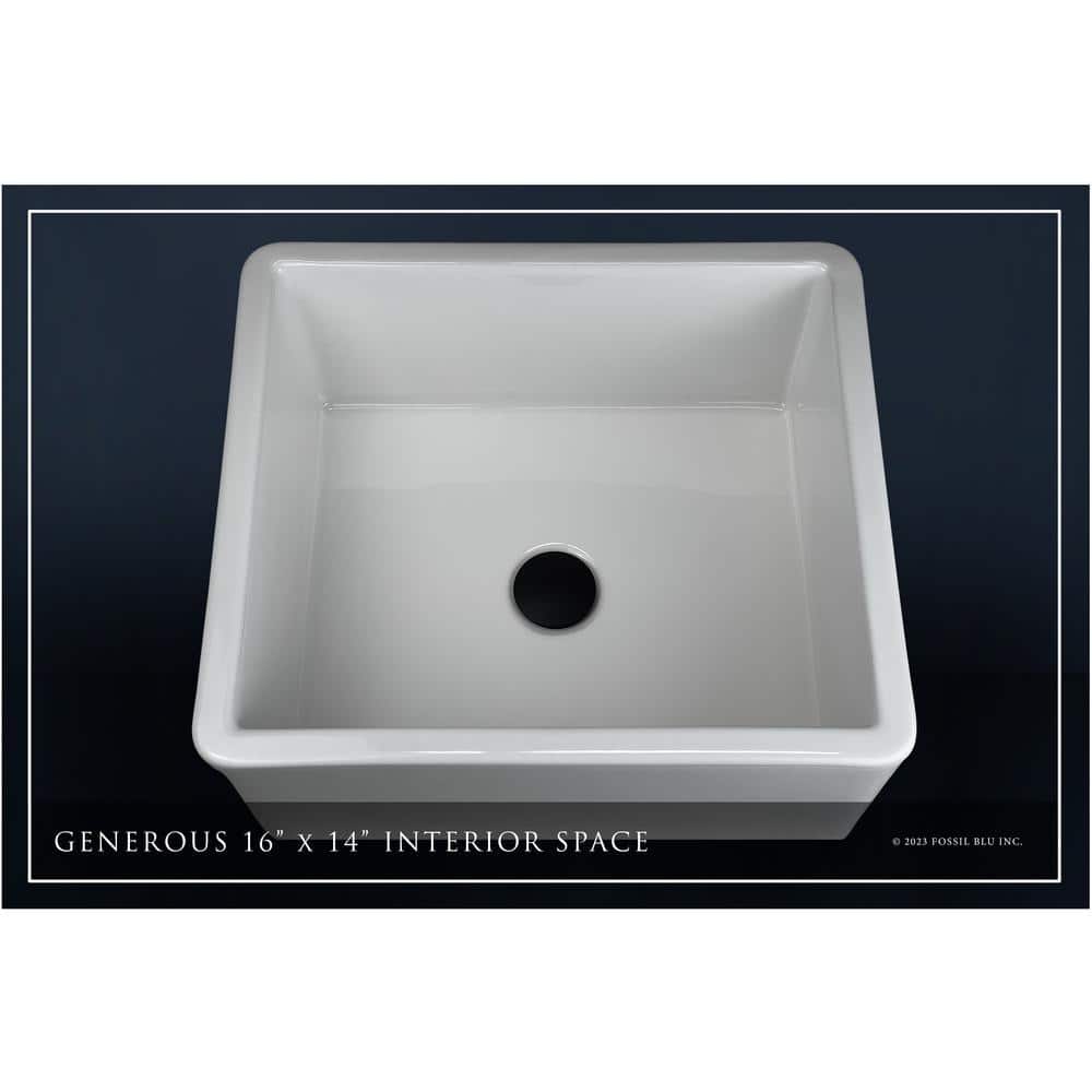 Glossy White Ceramic Rectangular Farmhouse Bathroom Sink