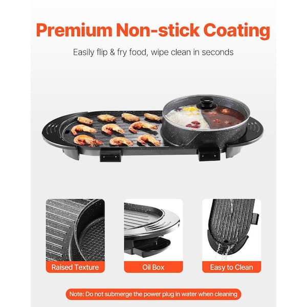 Elektrogrill & Hot Pot 2-in-1: 2200W, Runde Tischgrillplatte Mit Geteilter Antihaftpfanne – Perfekt Für Indoor & Outdoor