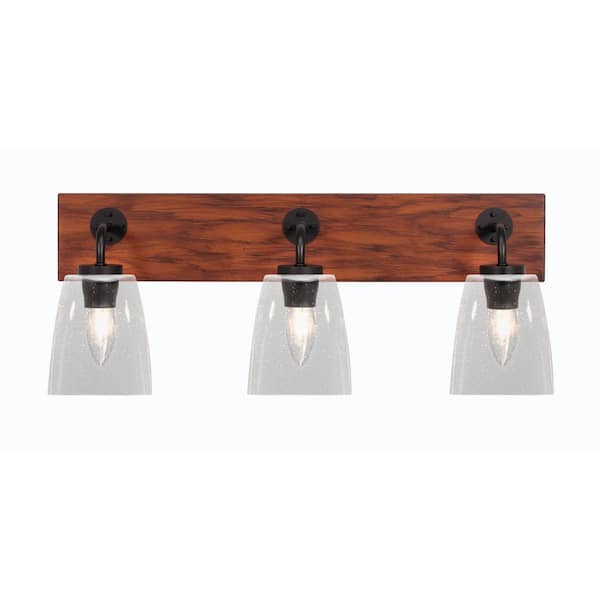 Unbranded Kirby 26 in. 3-Light Matte Black and Painted Wood-look Metal Vanity Light