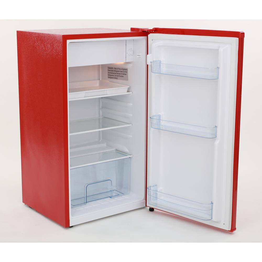 Retro Red Compact Mini Refrigerator with Glass Shelves, 3.1 Cu. Ft.
