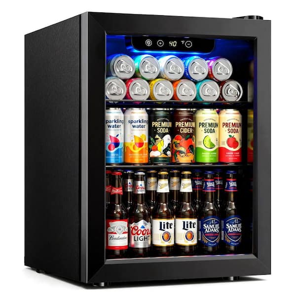 17 in. Single Zone 68-Cans Freestanding/Countertop Beverage Refrigerator Cooler Fridge in Black with Digital Thermostat
