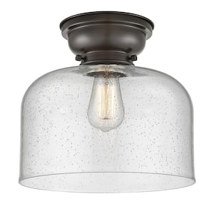 Bell 12 in. 1-Light Oil Rubbed Bronze, Seedy Flush Mount with Seedy Glass Shade