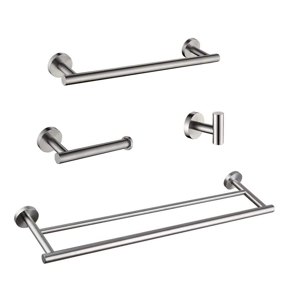 4-Piece Bathroom Hardware Set with Towel Bar, Paper Holder, Hooks and Shelf in Brushed Nickel Finish price history on PriceWatchPro