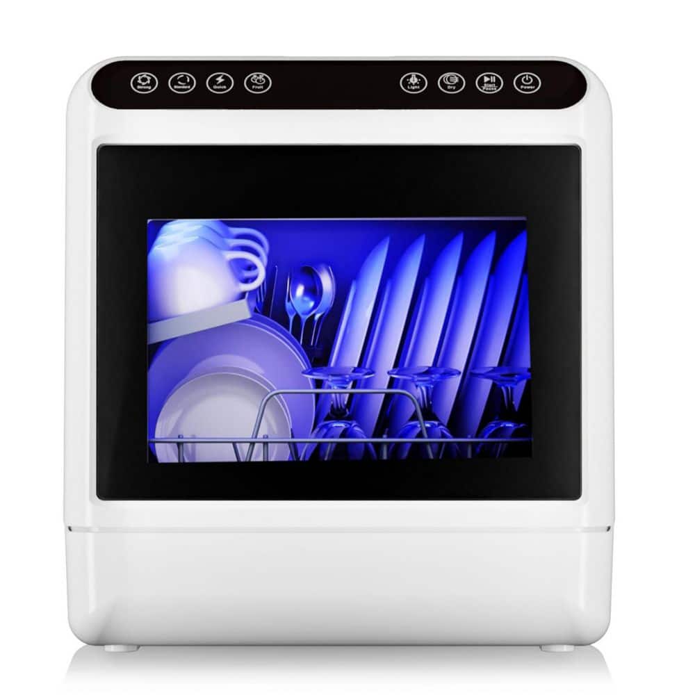 IUDommy 18 in. Countertop Dishwasher in White with 4-Cycles,4-Place Setting Capacity and 360° Dual Spray,Lower Noise