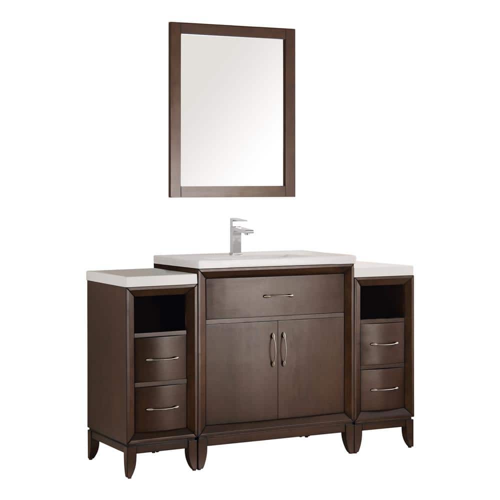 Antique Coffee 54" Free-Standing Vanity Set with Mirror