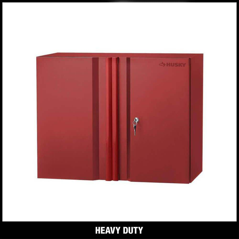 Husky Heavy Duty Welded 20-Gauge Steel Wall Mounted Garage Cabinet in Red (28 in. W x 22 in. H x 14 in. D)