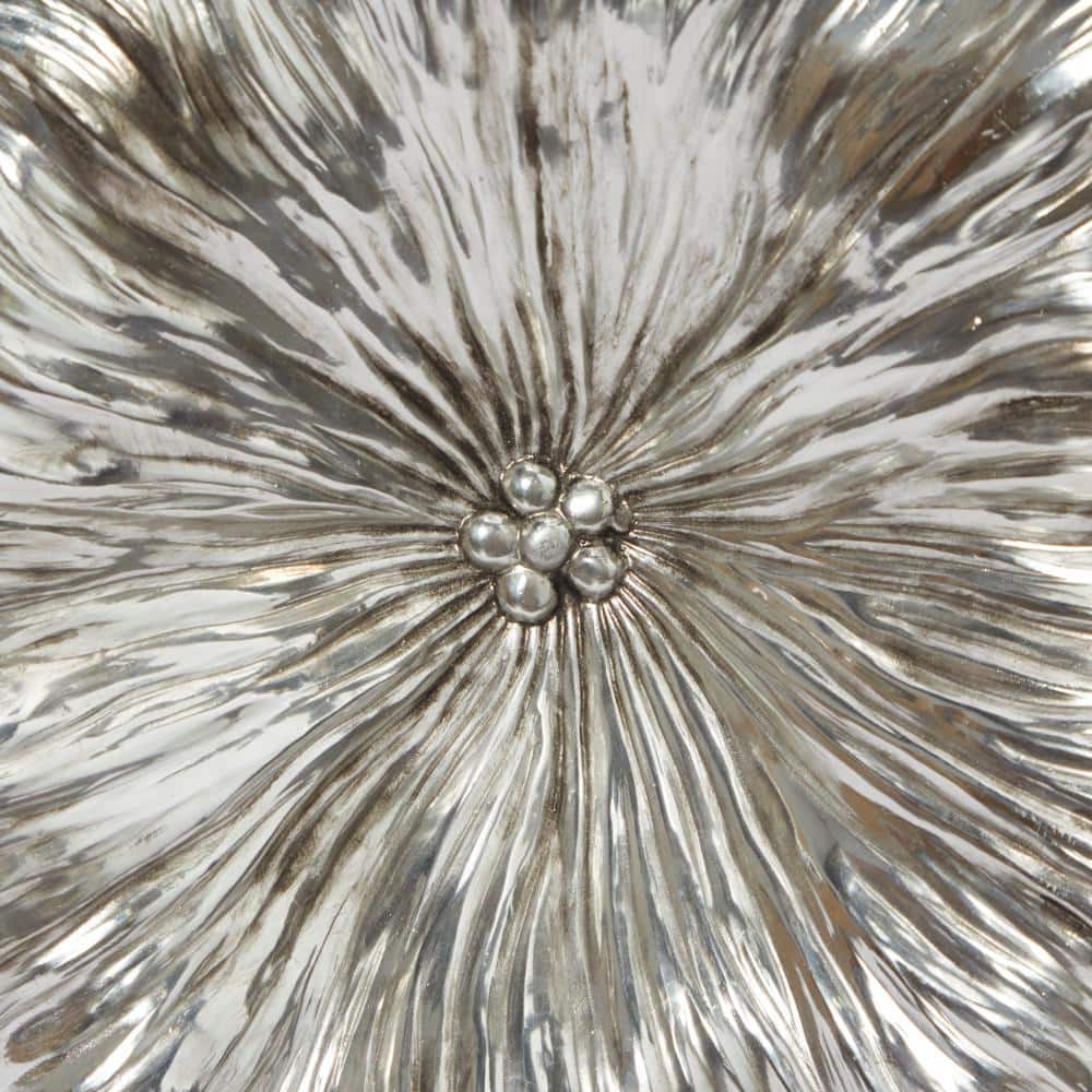 Silver Textured Resin Floral Wall Sculpture Set