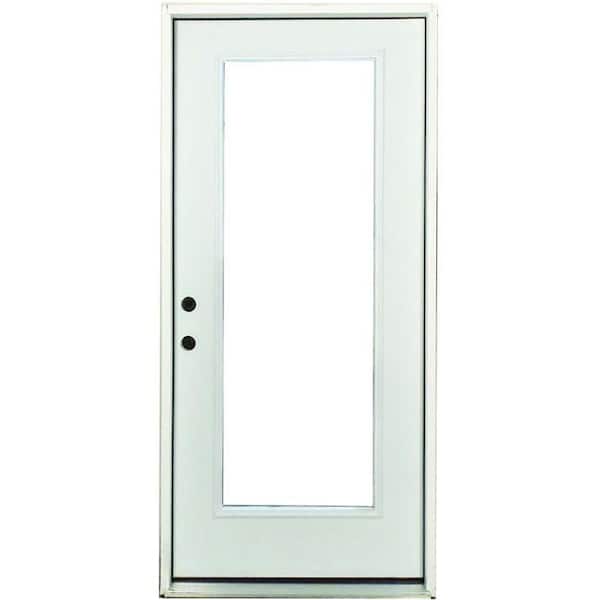 Steves & Sons 32 in. x 80 in. Element Series Full Lite Right-Hand White Primed Steel Prehung Front Door