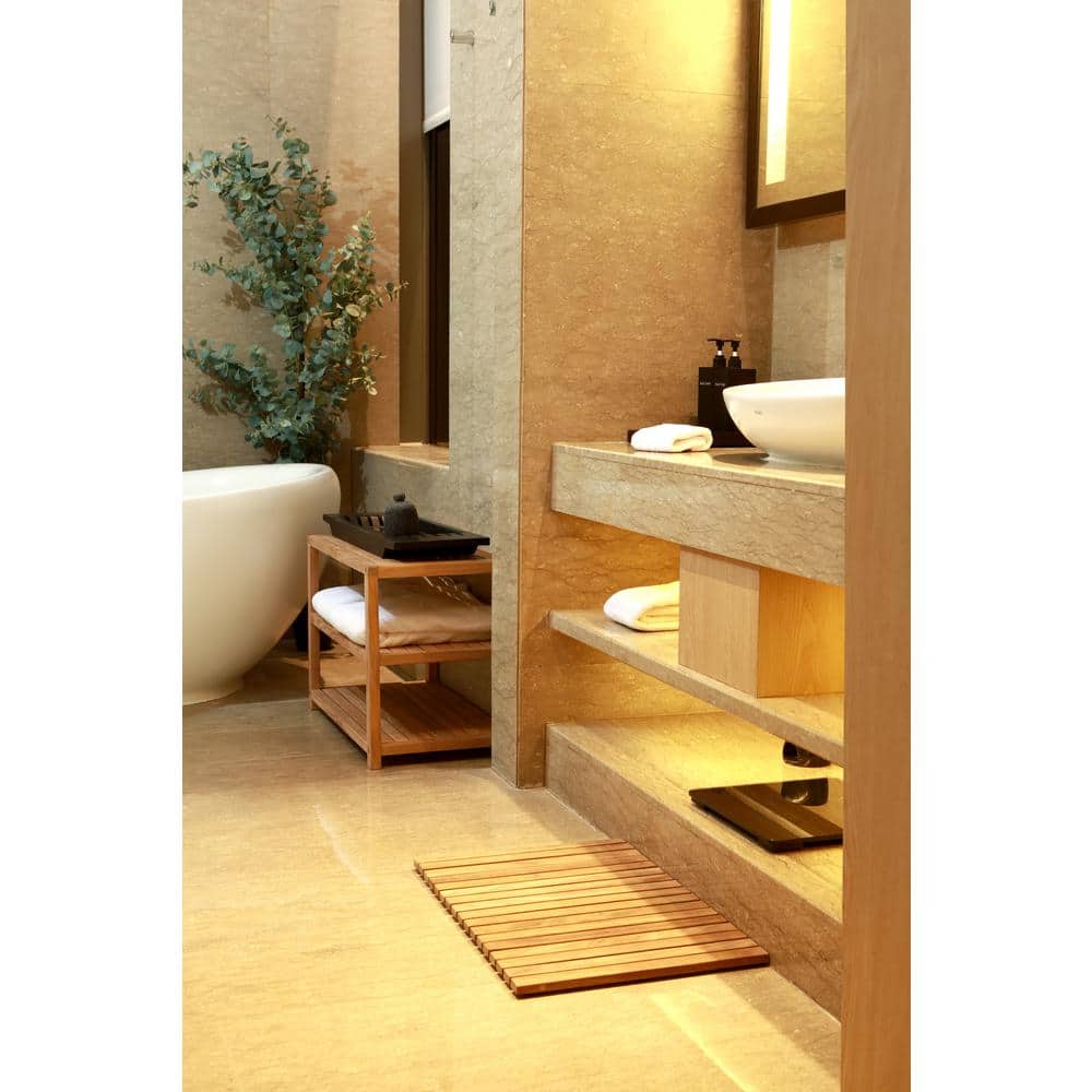 Nordic Teak 23.62" x 15.75" Shower and Bath Mat with Rubber Feet