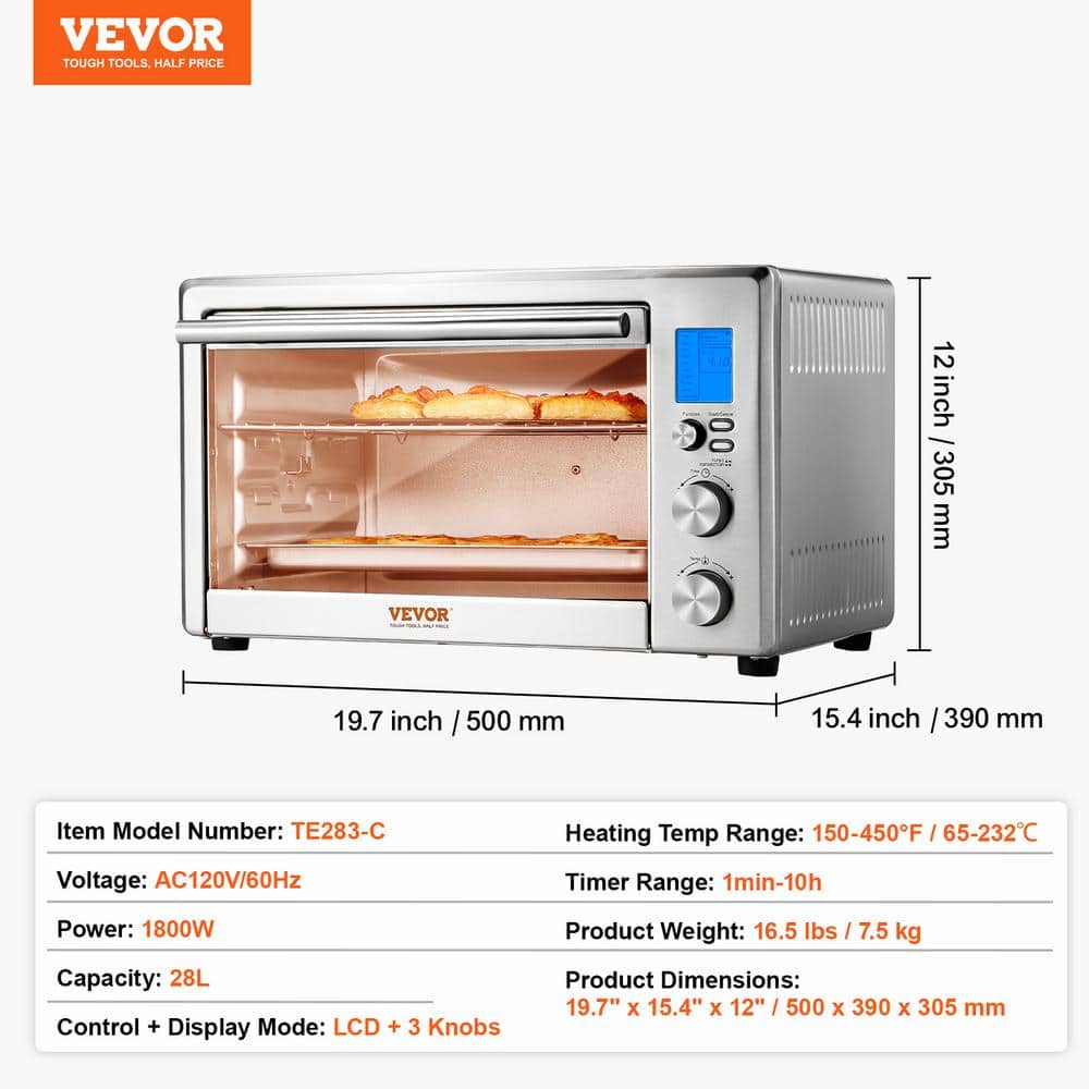 Silver Digital 6-Slice Countertop Convection Oven with Rotisserie