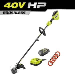 40V HP Brushless 16 in. Cordless Battery Carbon String Trimmer w/Extra 5-Pack of Pre-Cut Line, 4.0 Ah Battery & Charger