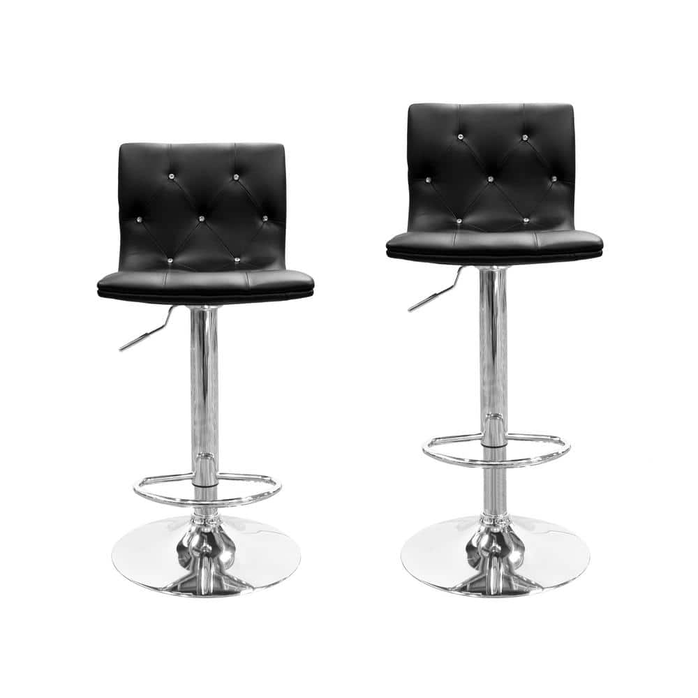 Hayden Black Faux Leather Adjustable Swivel Bar Stools (Set of 2)