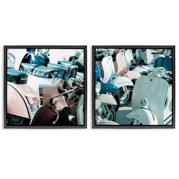 Stupell Industries Italian Scooters in Pastels by Deborah Revell 2-Pieces Black Floater Frame Typography Graphic Art Print 25 in. x 25 in.