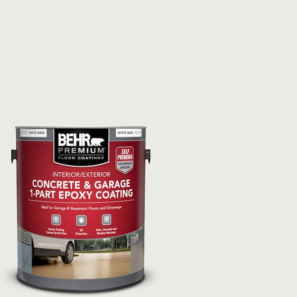 BEHR PREMIUM 1 gal. #PPU12-12 Gallery White Self-Priming 1-Part Epoxy Satin Interior/Exterior Concrete and Garage Floor Paint