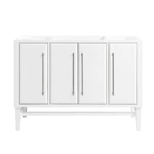 Mason 48 in. Bath Vanity Cabinet Only in White with Silver Trim