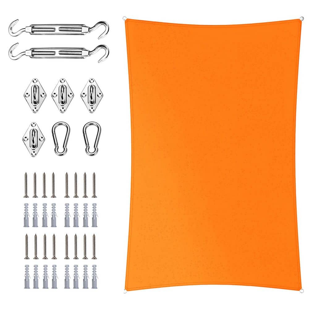 7 ft. x 12 ft. Rectangle Waterproof Shade Sail with Hardware Kit-Orange price history on PriceWatchPro