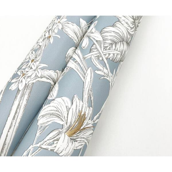 York Wallcoverings Orchid Conservatory Toile Blue and Taupe 