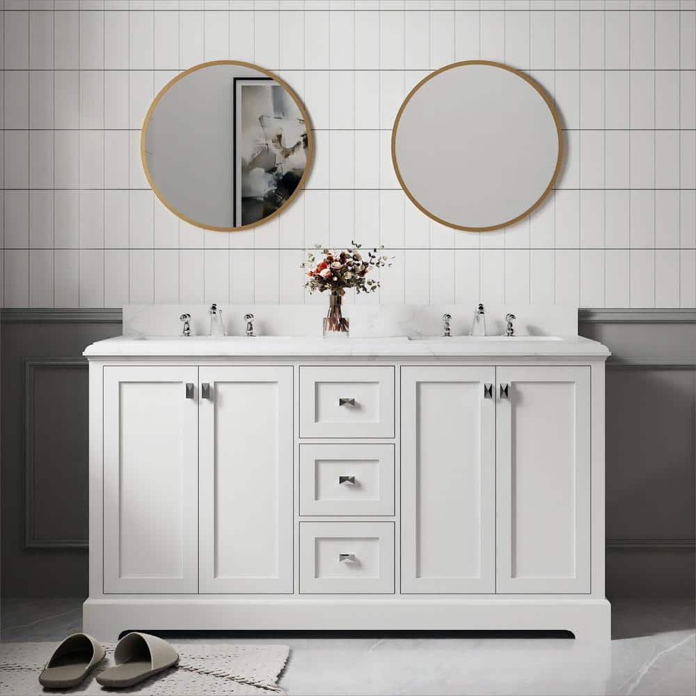 Abruzzo 60.6 in. W x 22.4 in. D x 40.7 in. H Freestanding Bathroom