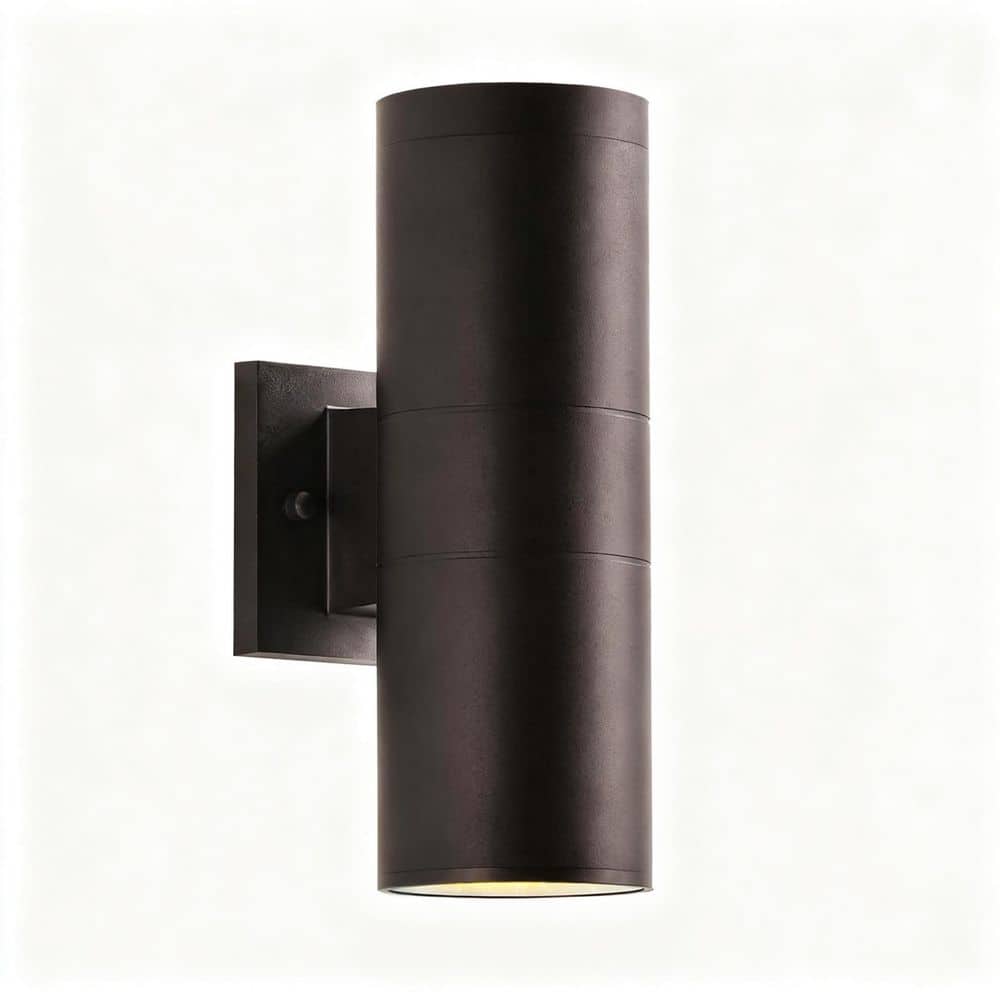 2-Pack 12 in. 2-Light Chocolate Brown LED Outdoor Wall Light, 3000K Up and Down Sconce for Patio and Entry price history on PriceWatchPro