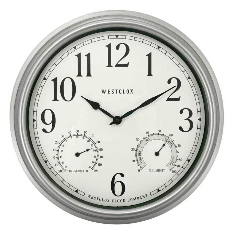16 in. Indoor/Outdoor Wall Clock, Silver Finish price history on PriceWatchPro