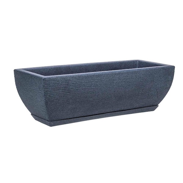 FLORIDIS Amsterdan Large Dark Grey Plastic Resin Indoor and Outdoor Floreira Planter Bowl