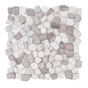Bailey Grey Pebble 12 in. x 12 in. Honed Grey Limestone Wall and Floor Mosaic Tile (10 sq. ft./Case)