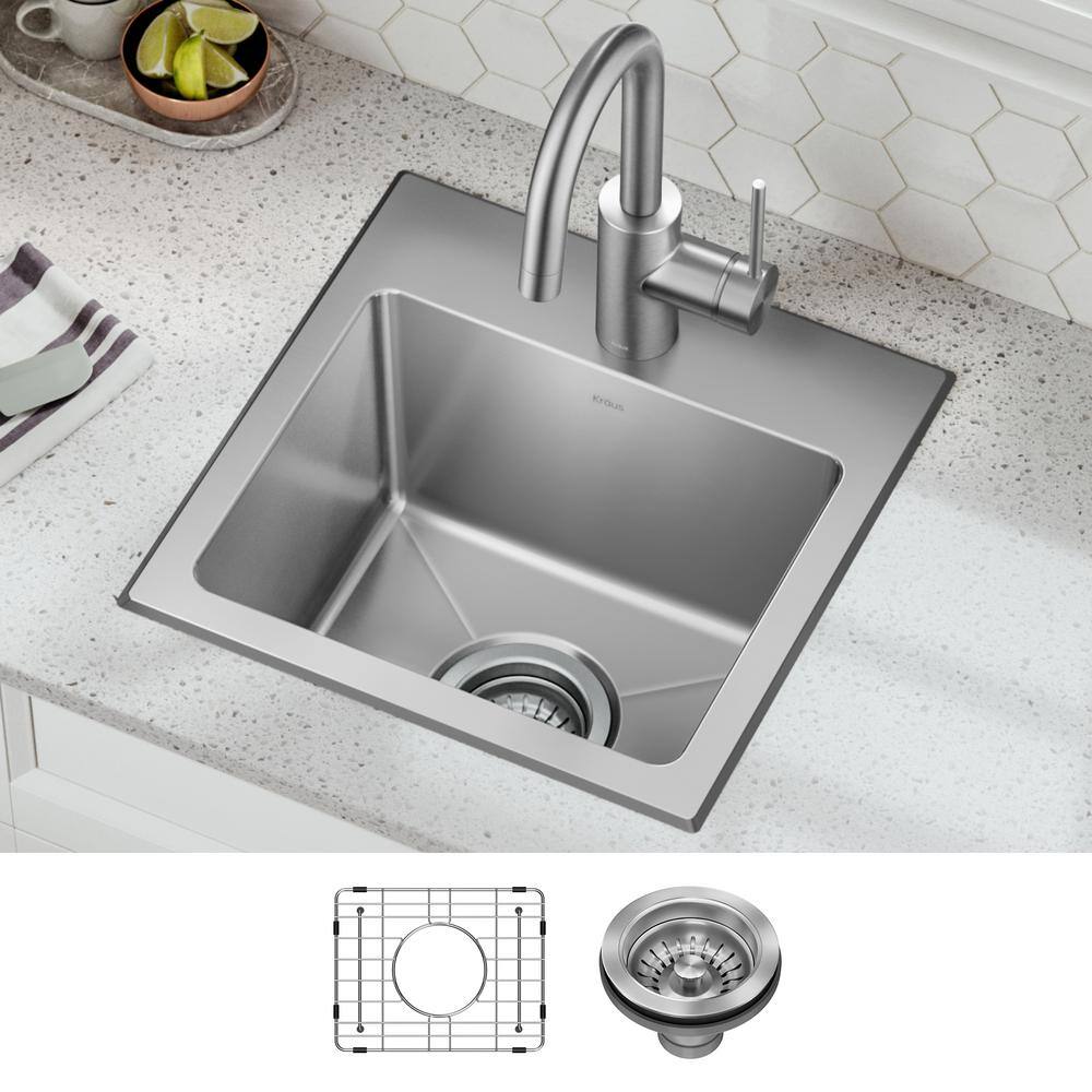Fairlane 15-inch Stainless Steel Drop-In Single Bowl Kitchen Sink
