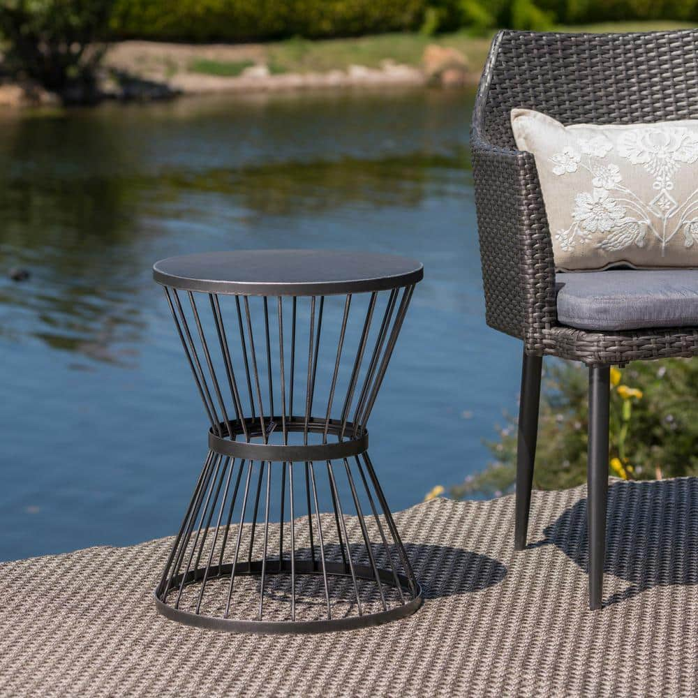 noble house round metal outdoor side table