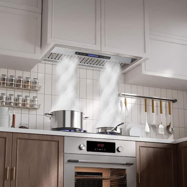30 in. 900 CFM Convertible Insert Range Hood with Remote, Touch Control LCD, Long-term Warranty in Stainless Steel