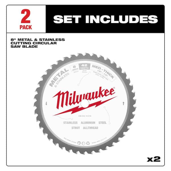 8 in. x 42-Carbide Teeth Metal and Stainless Cutting Circular Saw Blade (2-Pack)